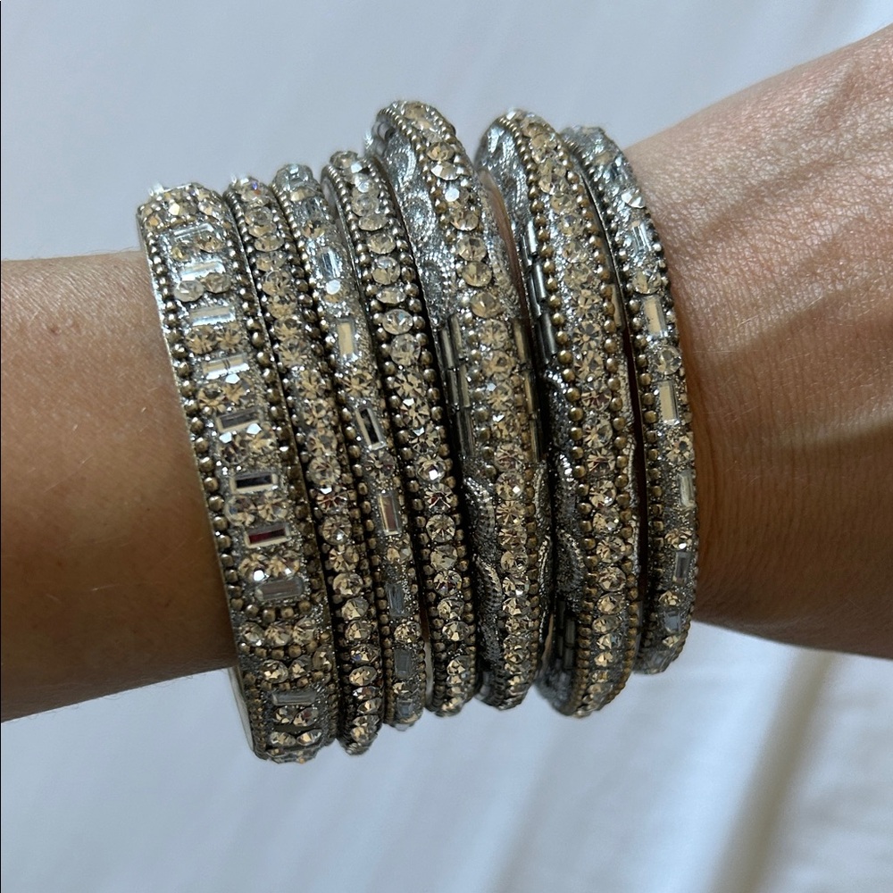 Elegant Silver Bangle Set - Picture 2 of 2